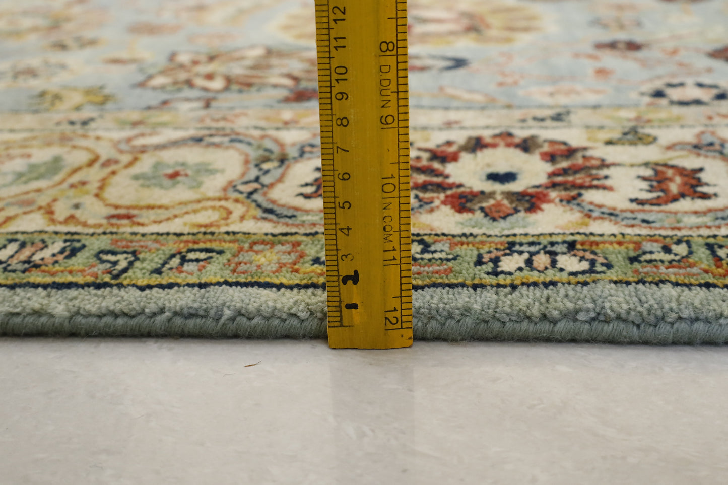 "Sage Blue Persian Oriental Area Rug – Floral Medallion Design, Hand-Knotted Traditional Carpet"