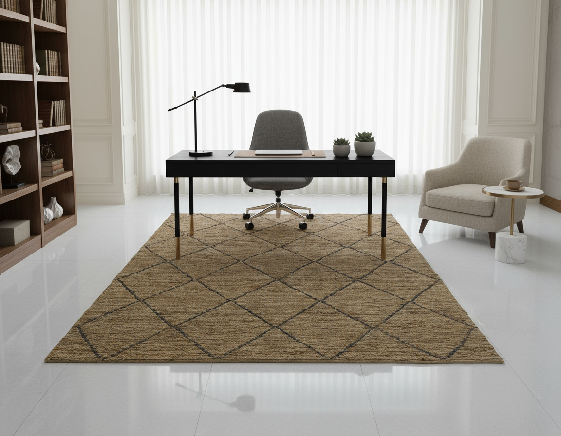 Handwoven Natural Jute Diamond Lattice Carpe