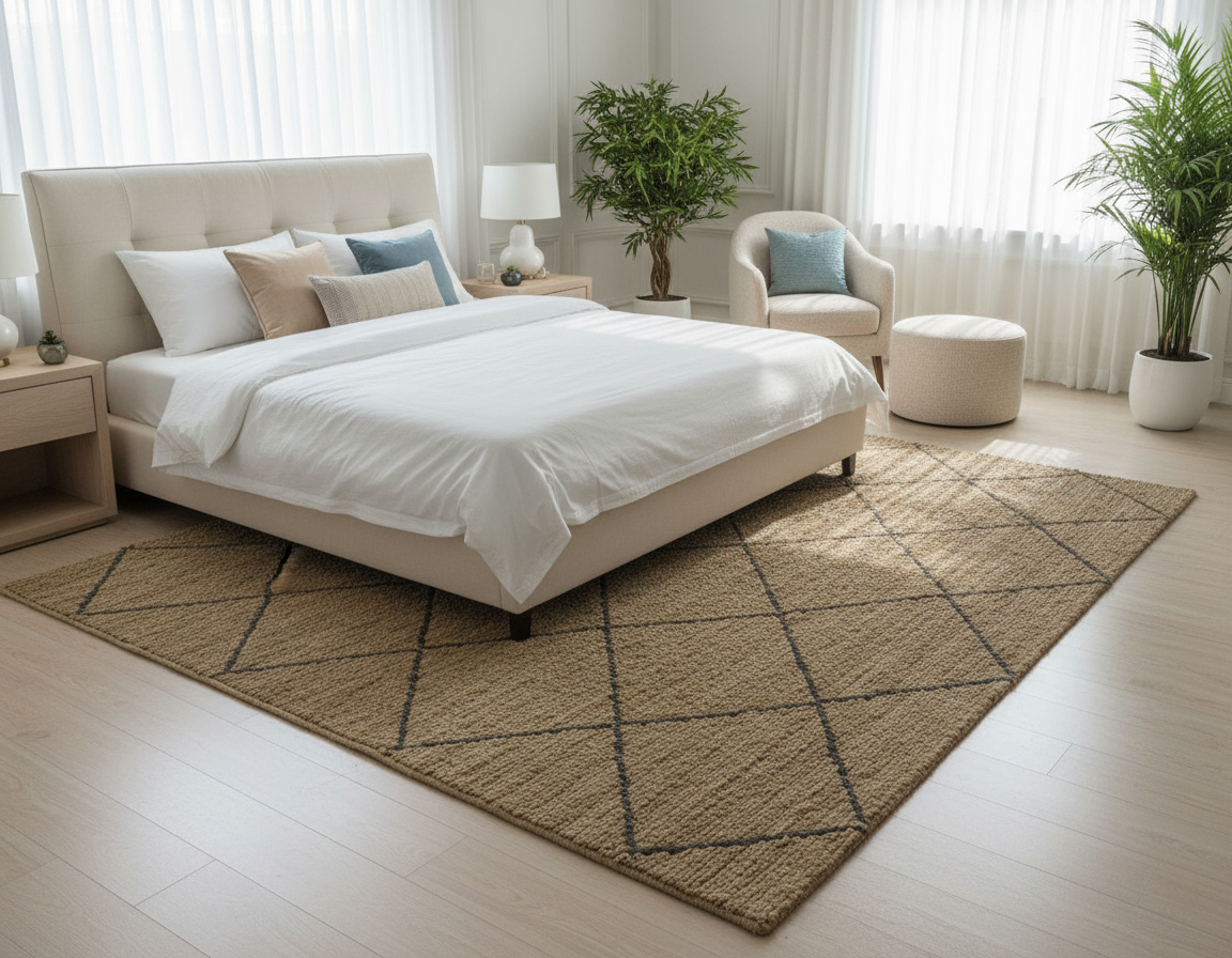 Handwoven Natural Jute Diamond Lattice Carpe