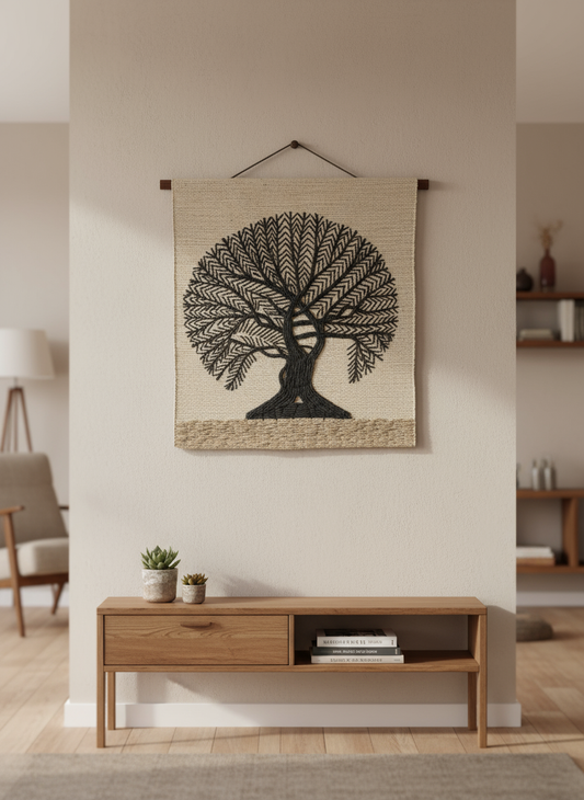Handwoven Tree of Life Wall Hanging - Artisan Crafted Textile Art