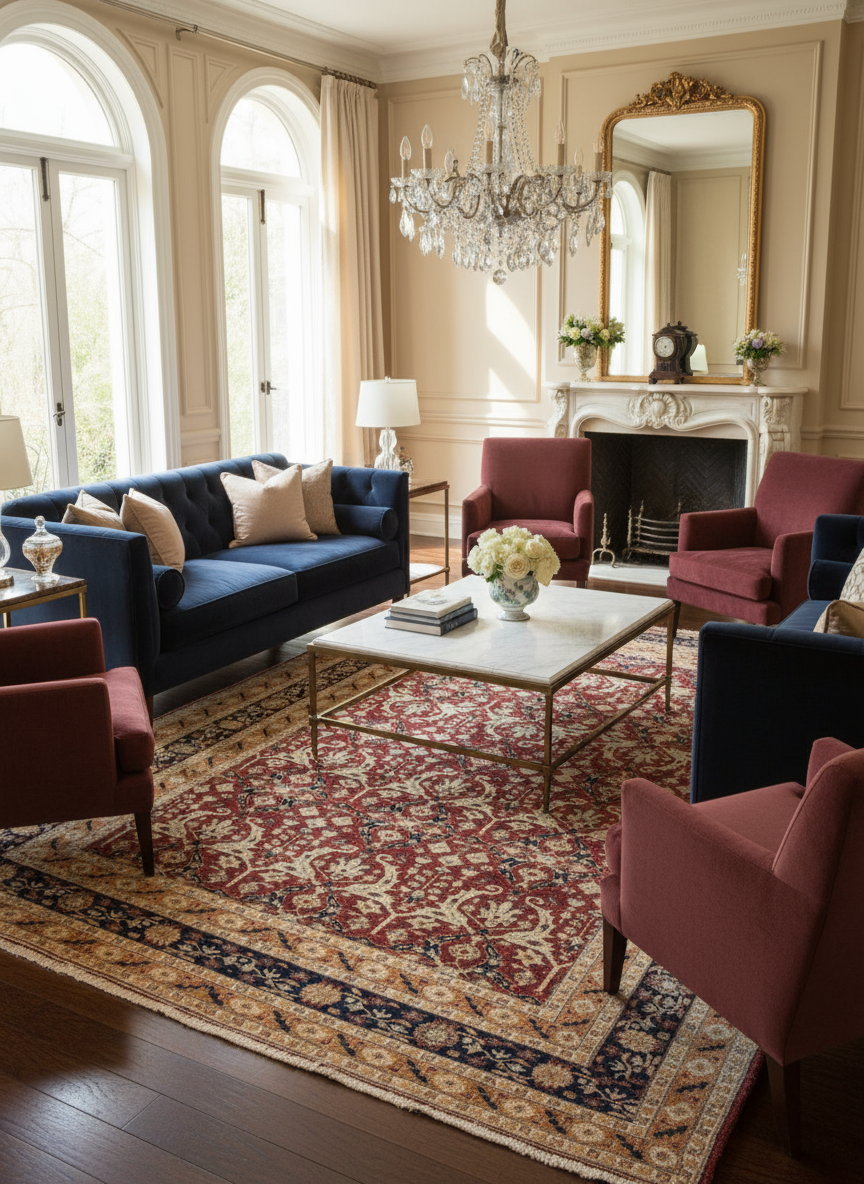 Antique Handwoven Carpet – Traditional Floral Design