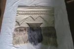 Handwoven Boho Wall Hanging – Textured Geometric Fringe Design - Image 2