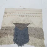 Handwoven Boho Wall Hanging – Textured Geometric Fringe Design