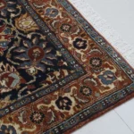 Traditional Persian Style Area Rug – Navy Blue Floral Medallion Design