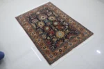 Traditional Persian Style Area Rug – Navy Blue Floral Medallion Design - Image 6