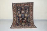 Traditional Persian Style Area Rug – Navy Blue Floral Medallion Design - Image 7
