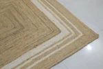 Handwoven Jute Area Rug – Natural Beige with Ivory Border Design - Image 3
