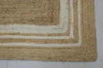 Handwoven Jute Area Rug – Natural Beige with Ivory Border Design