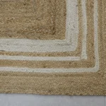 Handwoven Jute Area Rug – Natural Beige with Ivory Border Design