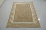 Handwoven Jute Area Rug – Natural Beige with Ivory Border Design - Image 6