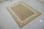 Handwoven Jute Area Rug – Natural Beige with Ivory Border Design - Image 7
