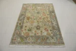 Vintage Floral Wool Area Rug – Distressed Persian Style - Image 2