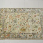 Vintage Floral Wool Area Rug – Distressed Persian Style