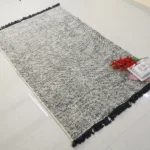 Handwoven Cotton Area Rug – Minimalist Textured Black & White Design