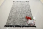 Handwoven Cotton Area Rug – Minimalist Textured Black & White Design - Image 4