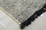 Handwoven Cotton Area Rug – Minimalist Textured Black & White Design - Image 5
