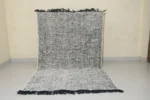 Handwoven Cotton Area Rug – Minimalist Textured Black & White Design - Image 6