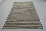 Handwoven Striped Dhurrie Rug – Black & Natural Minimal Design - Image 5