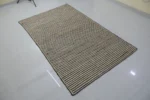 Handwoven Striped Dhurrie Rug – Black & Natural Minimal Design - Image 4