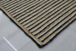 Handwoven Striped Dhurrie Rug – Black & Natural Minimal Design - Image 3