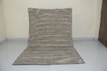 Handwoven Striped Dhurrie Rug – Black & Natural Minimal Design - Image 2