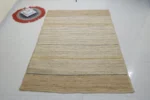Handwoven Jute Area Rug – Natural Beige with Subtle Stripe Accents - Image 4
