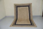 Handwoven Jute Area Rug – Natural Beige with Black Border Frame - Image 5
