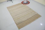 Handwoven Jute Area Rug – Natural Beige with Subtle Stripe Accents - Image 8