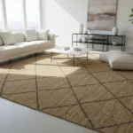 Handwoven Jute Area Rug – Natural Diamond Lattice Design