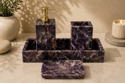 Royal Amethyst Marble Bathroom Accessories Set