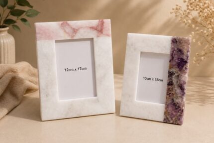 Rose Quartz & Amethyst Marble Photo Frame Set