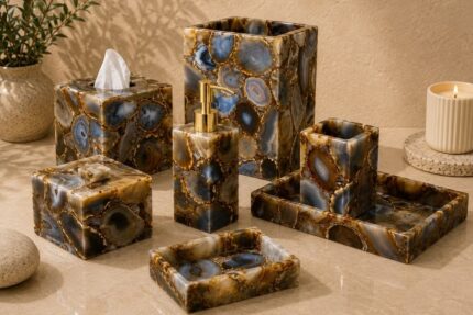 Blue Agate Luxe Bathroom Accessories Set