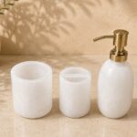 White Onyx Bathroom Accessories Set