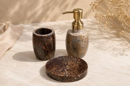 Emperador Marble Bathroom Accessories Set