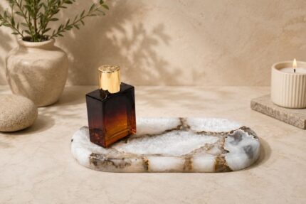 White Onyx Oval Vanity Tray