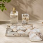 White Agate Marble Bathroom Accessories Set