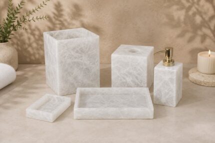 White Quartz Bathroom Accessories Set