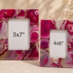 Fuchsia Agate Gemstone Photo Frame Set