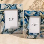 Blue Agate Marble Photo Frame Set