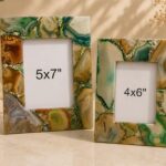 Emerald Agate Stone Photo Frame Set
