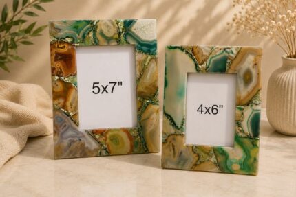 Emerald Agate Stone Photo Frame Set