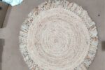 Handmade Natural Round Jute Rug with Fringe - Image 4