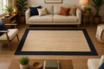 Handwoven Natural Jute Rug with Black Border
