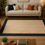 Handwoven Natural Jute Rug with Black Border