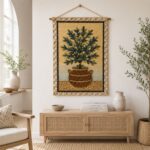 Handwoven Blue Berry Botanical Wall Hanging Tapestry - Image 7