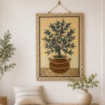 Handwoven Blue Berry Botanical Wall Hanging Tapestry