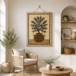 Handwoven Blue Berry Botanical Wall Hanging Tapestry - Image 6