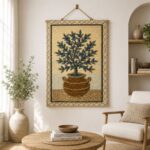 Handwoven Blue Berry Botanical Wall Hanging Tapestry - Image 5