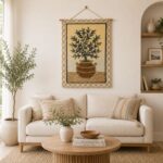 Handwoven Blue Berry Botanical Wall Hanging Tapestry - Image 2