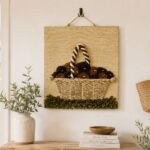 Handwoven Rustic Fruit Basket Wall Hanging